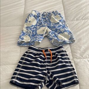 GAP Kids Blue Floral and Navy Striped Shorts Set